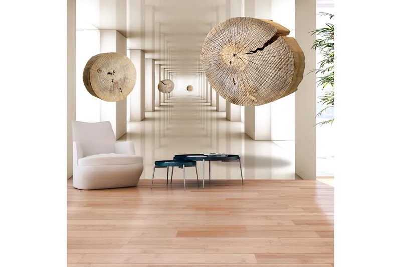 Valokuvatapetti Flying Discs Of Wood 400x280, Artgeist sp. z o. o.