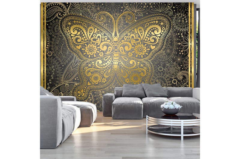 Valokuvatapetti Golden Butterfly 300x210 - Artgeist sp. z o. o. - Sisustustuotteet - Seinäkoristeet - Tapetit - Valokuvatapetit