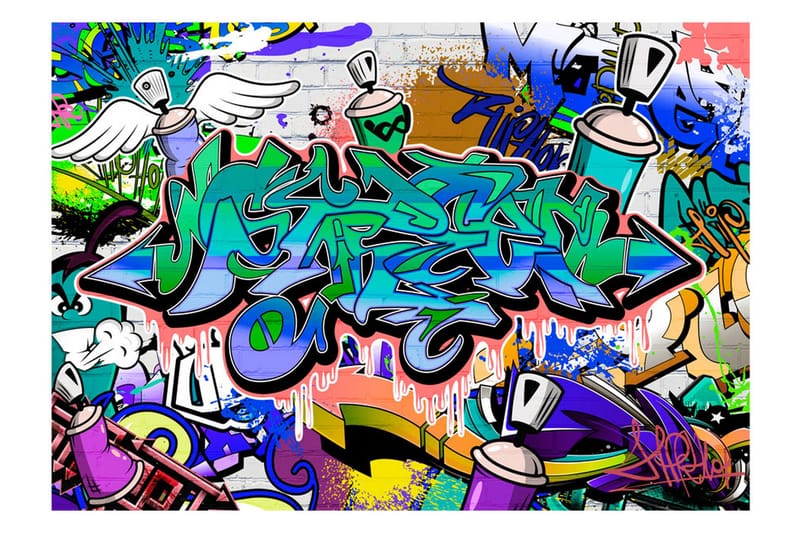 Valokuvatapetti Graffiti Blue Theme 200x140, Artgeist sp. z o. o.