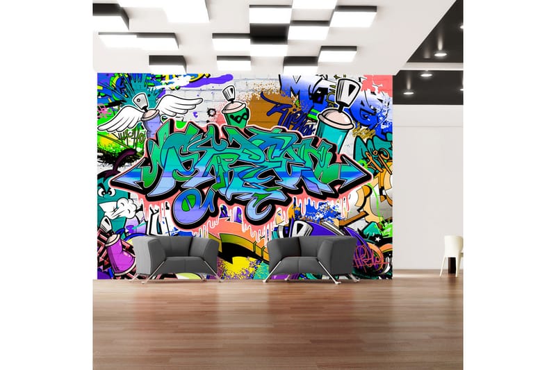 Valokuvatapetti Graffiti Blue Theme 350x245 - Artgeist sp. z o. o. - Sisustustuotteet - Seinäkoristeet - Tapetit - Valokuvatapetit