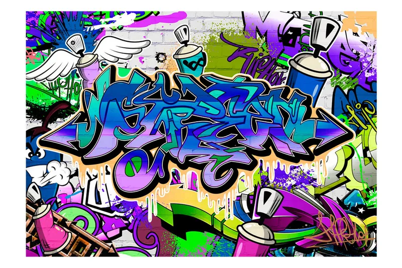 Valokuvatapetti Graffiti Violet Theme 150x105, Artgeist sp. z o. o.