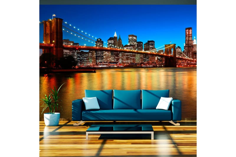 Valokuvatapetti Hämärä Brooklyn Bridgen yllä 350x270, Artgeist sp. z o. o.