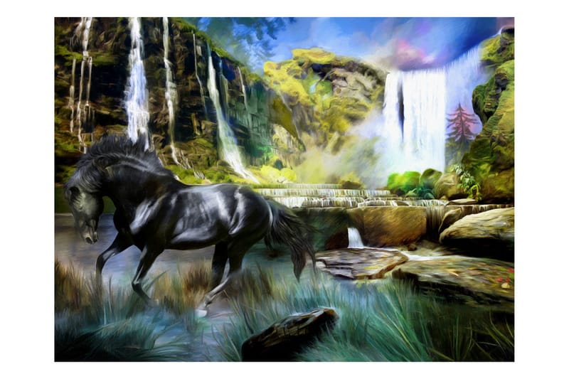 Valokuvatapetti Horse Sky Blue Waterfall 200x154 - Artgeist sp. z o. o. - Sisustustuotteet - Seinäkoristeet - Tapetit - Valokuvatapetit