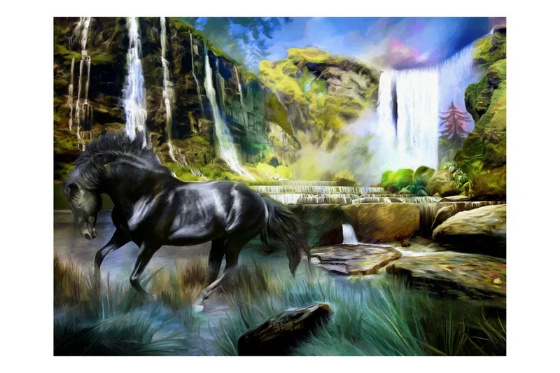 Valokuvatapetti Horse Sky Blue Waterfall 300x231 - Artgeist sp. z o. o. - Sisustustuotteet - Seinäkoristeet - Tapetit - Valokuvatapetit