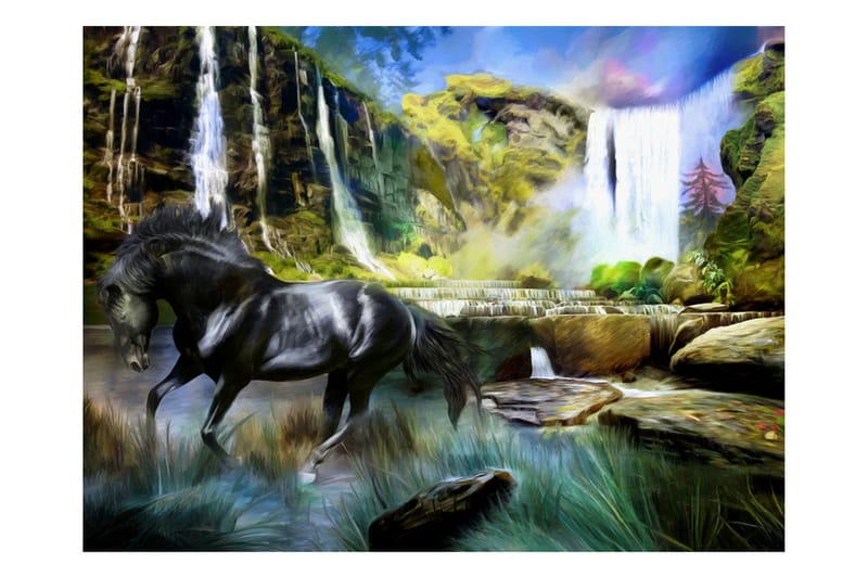 Valokuvatapetti Horse Sky Blue Waterfall 350x270 - Artgeist sp. z o. o. - Sisustustuotteet - Seinäkoristeet - Tapetit - Valokuvatapetit