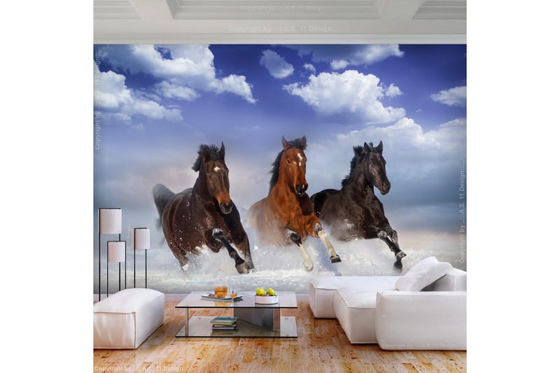 Valokuvatapetti Horses In The Snow 150x105 - Artgeist sp. z o. o. - Sisustustuotteet - Seinäkoristeet - Tapetit - Valokuvatapetit