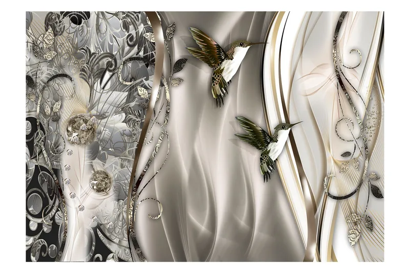 Valokuvatapetti Hummingbirds On The Wave Brown 400x280, Artgeist sp. z o. o.