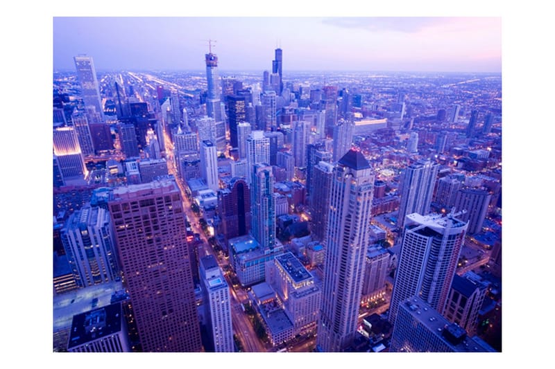 Valokuvatapetti Lamput Iltahämärässä Chicago 200x154 - Artgeist sp. z o. o. - Sisustustuotteet - Seinäkoristeet - Tapetit - Valokuvatapetit