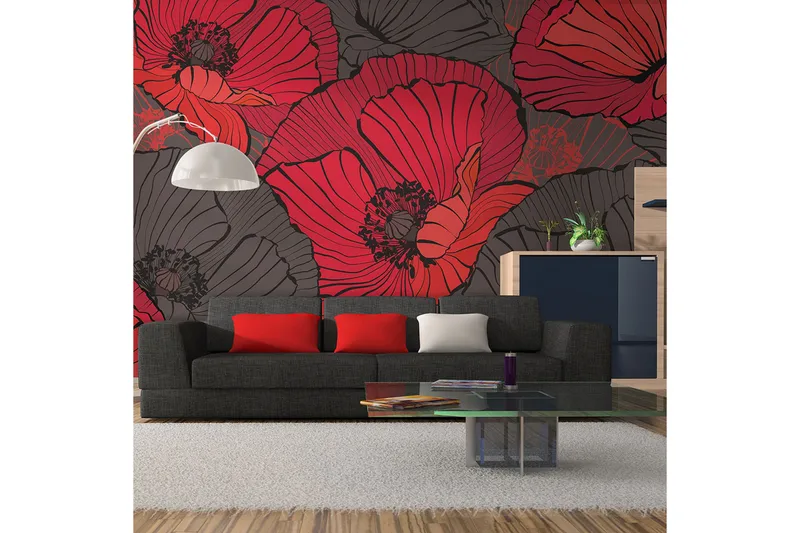 Valokuvatapetti Laskostettu unikko 450x270 - Artgeist sp. z o. o. - Sisustustuotteet - Seinäkoristeet - Tapetit - Valokuvatapetit