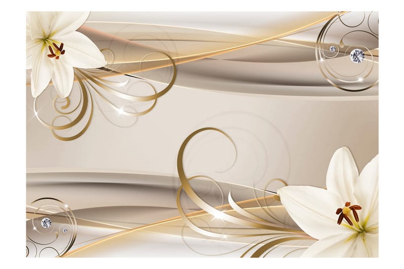 Valokuvatapetti Lilies And The Gold Spirals 250x175 - Artgeist sp. z o. o. - Sisustustuotteet - Seinäkoristeet - Tapetit - Valokuvatapetit