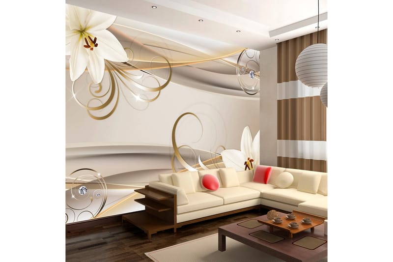 Valokuvatapetti Lilies And The Gold Spirals 350x245, Artgeist sp. z o. o.