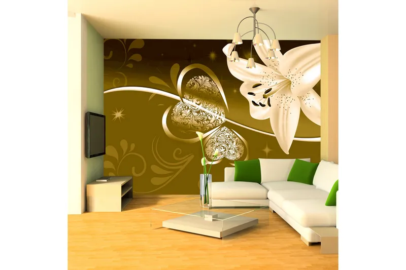 Valokuvatapetti Lily In Shades Of Green 350x245, Artgeist sp. z o. o.