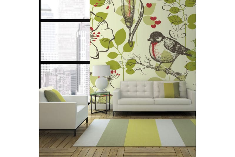 Valokuvatapetti Linnut ja Liljat Vintage Kuvio 400x309 - Artgeist sp. z o. o. - Sisustustuotteet - Seinäkoristeet - Tapetit - Valokuvatapetit