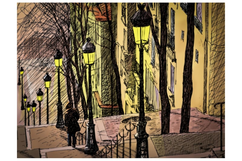 Valokuvatapetti Lonely Walk Through Montmartre 300x231 - Artgeist sp. z o. o. - Sisustustuotteet - Seinäkoristeet - Tapetit - Valokuvatapetit