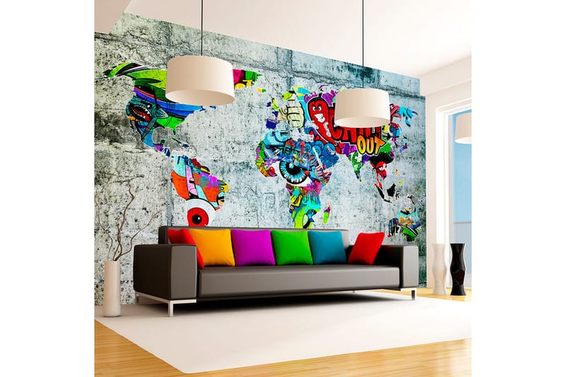 Valokuvatapetti Map Graffiti 300x210 - Artgeist sp. z o. o. - Sisustustuotteet - Seinäkoristeet - Tapetit - Valokuvatapetit