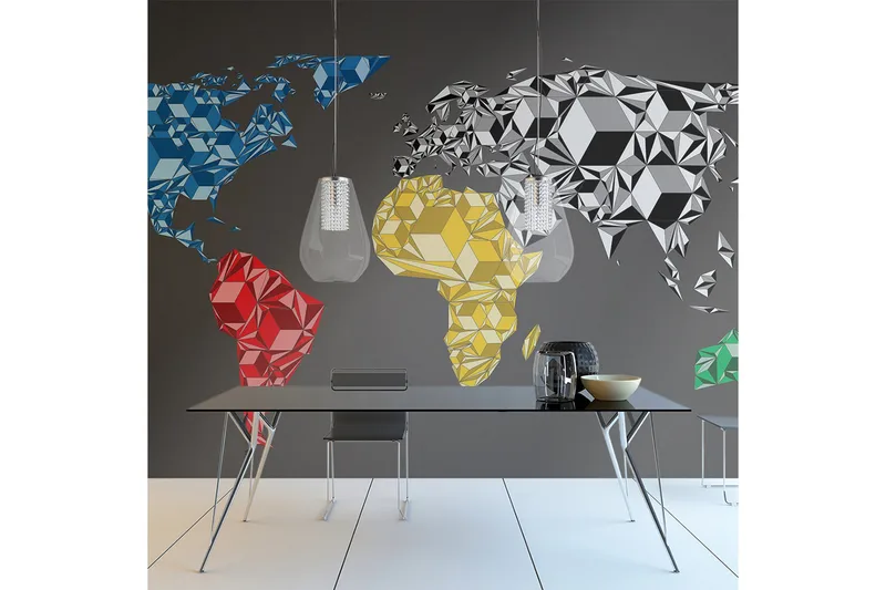 Valokuvatapetti Map Of The World Colorful Solids 200x154 - Artgeist sp. z o. o. - Sisustustuotteet - Seinäkoristeet - Tapetit - Valokuvatapetit