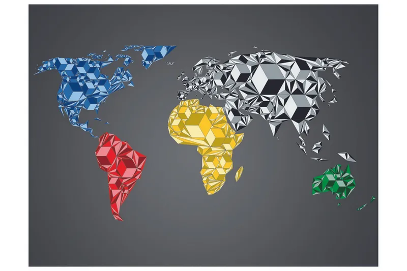Valokuvatapetti Map Of The World Colorful Solids 250x193, Artgeist sp. z o. o.