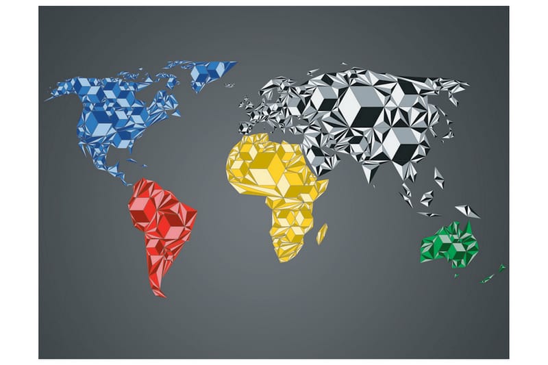 Valokuvatapetti Map Of The World Colorful Solids 350x270, Artgeist sp. z o. o.