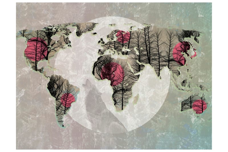 Valokuvatapetti Map of The World Howling To Moon 250x193 - Artgeist sp. z o. o. - Sisustustuotteet - Seinäkoristeet - Tapetit - Valokuvatapetit