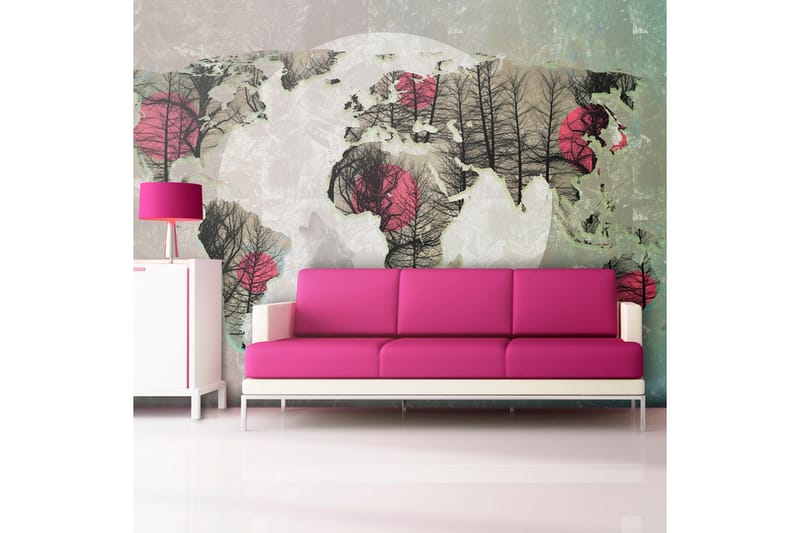 Valokuvatapetti Map of The World Howling To Moon 350x270, Artgeist sp. z o. o.