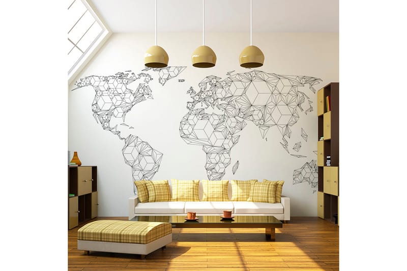 Valokuvatapetti Map Of The World White Solids 200x154, Artgeist sp. z o. o.