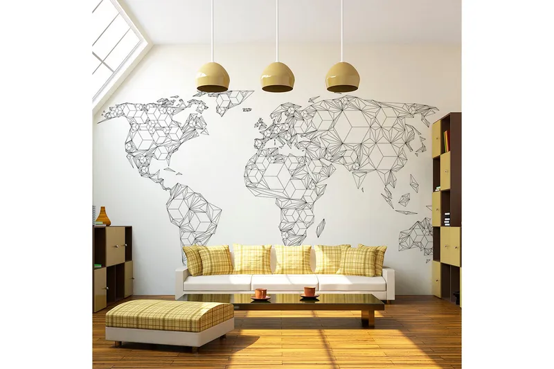 Valokuvatapetti Map Of The World White Solids 350x270, Artgeist sp. z o. o.