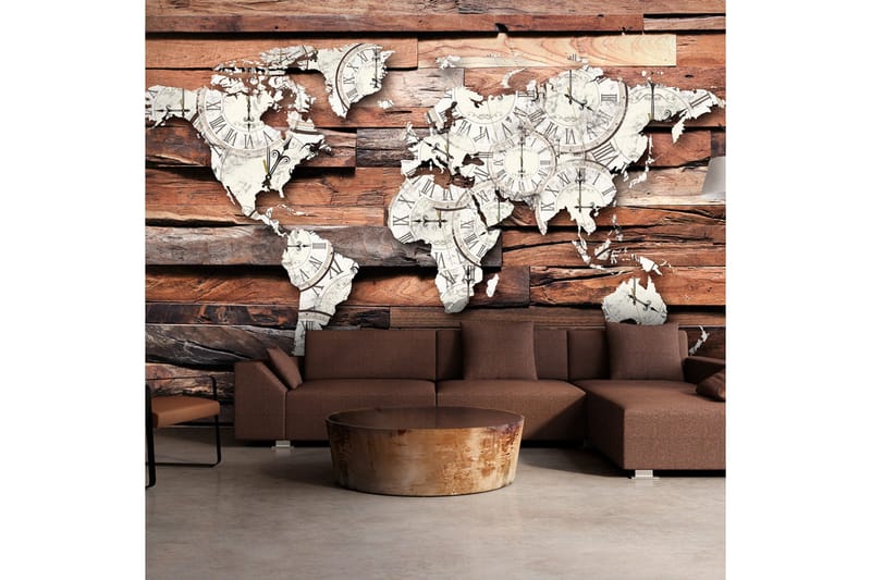 Valokuvatapetti Map On Wood 300x210, Artgeist sp. z o. o.