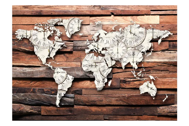 Valokuvatapetti Map On Wood 300x210 - Artgeist sp. z o. o. - Sisustustuotteet - Seinäkoristeet - Tapetit - Valokuvatapetit