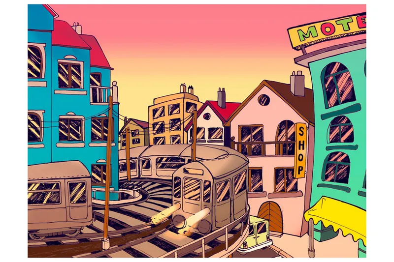 Valokuvatapetti Morning In A City 350x270 - Artgeist sp. z o. o. - Sisustustuotteet - Seinäkoristeet - Tapetit - Valokuvatapetit