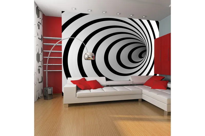 Valokuvatapetti Musta ja valkoinen 3D Tunnel 300x231 - Artgeist sp. z o. o. - Sisustustuotteet - Seinäkoristeet - Tapetit - Valokuvatapetit