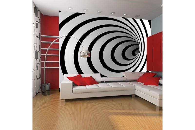 Valokuvatapetti Mustavalkoinen 3D Tunneli 200x154, Artgeist sp. z o. o.