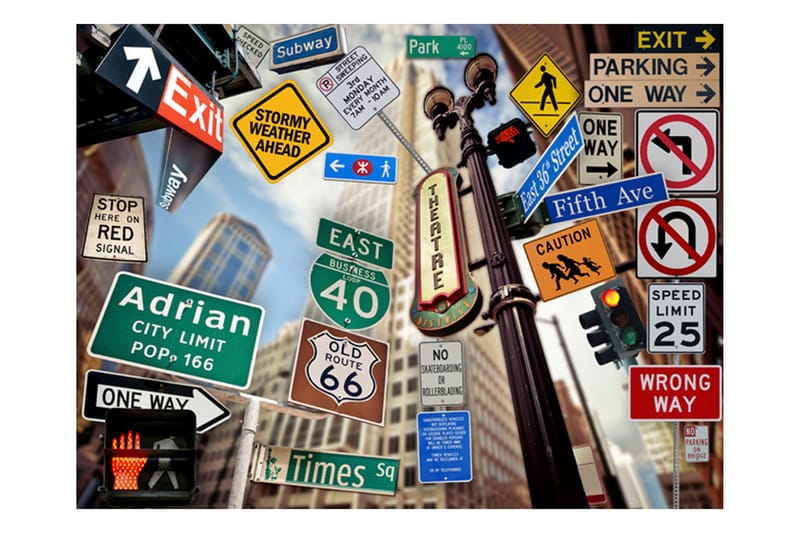 Valokuvatapetti New York Signposts 200x154 - Artgeist sp. z o. o. - Sisustustuotteet - Seinäkoristeet - Tapetit - Valokuvatapetit
