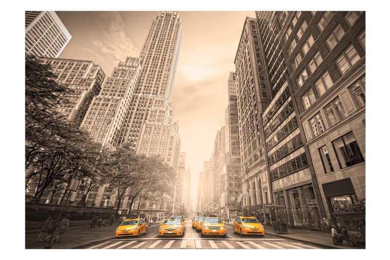 Valokuvatapetti New York Taxi Sepia 150x105 - Artgeist sp. z o. o. - Sisustustuotteet - Seinäkoristeet - Tapetit - Valokuvatapetit