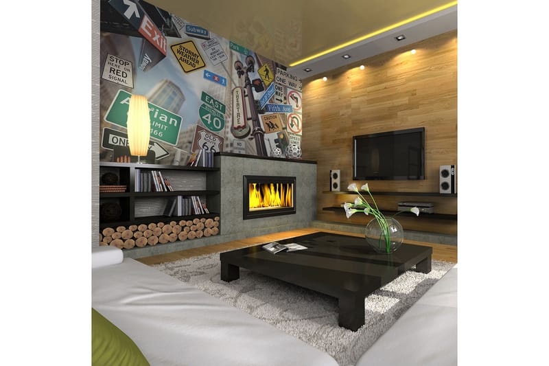 Valokuvatapetti NYC-merkki värillisellä taustalla 250x193, Artgeist sp. z o. o.