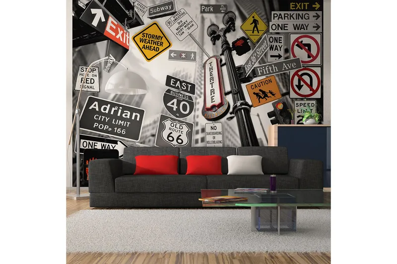 Valokuvatapetti NYC-merkki yksivärinen tausta 250x193, Artgeist sp. z o. o.