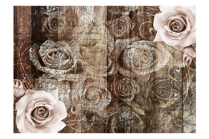 Valokuvatapetti Old Wood & Roses 250x175 - Artgeist sp. z o. o. - Sisustustuotteet - Seinäkoristeet - Tapetit - Valokuvatapetit
