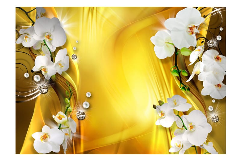 Valokuvatapetti Orchid In Gold 350x245 - Artgeist sp. z o. o. - Sisustustuotteet - Seinäkoristeet - Tapetit - Valokuvatapetit