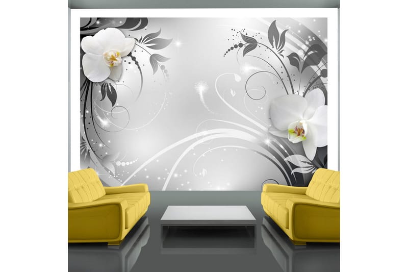Valokuvatapetti Orchids On Silver 350x245, Artgeist sp. z o. o.