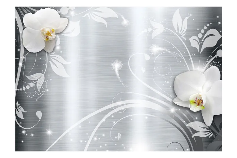 Valokuvatapetti Orchids On Steel 200x140 - Artgeist sp. z o. o. - Sisustustuotteet - Seinäkoristeet - Tapetit - Valokuvatapetit