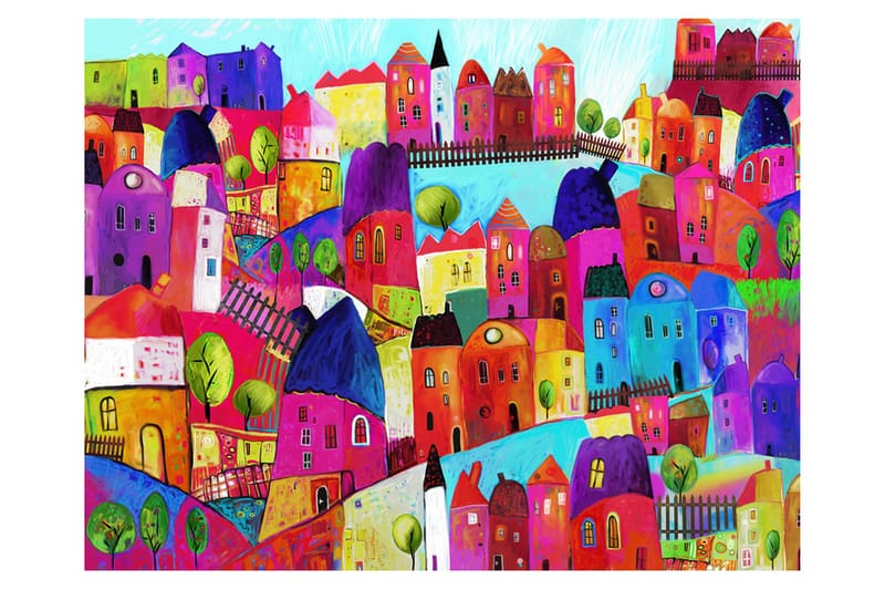 Valokuvatapetti Rainbow-Hued Town 400x309, Artgeist sp. z o. o.