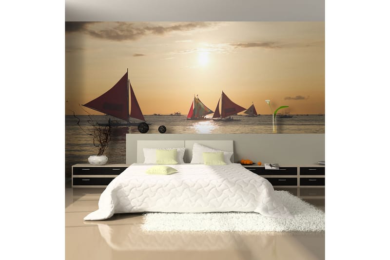 Valokuvatapetti Sailing Boats Sunset 350x270, Artgeist sp. z o. o.