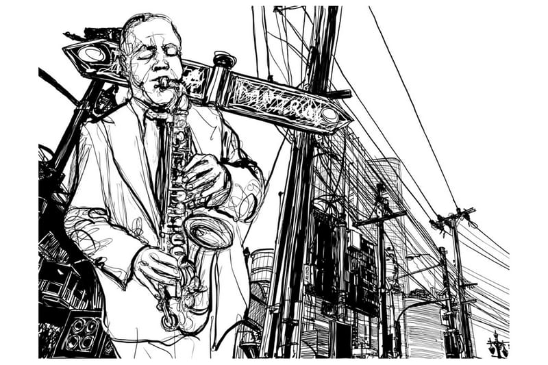 Valokuvatapetti Saxophone Recital On Broadway 300x231, Artgeist sp. z o. o.