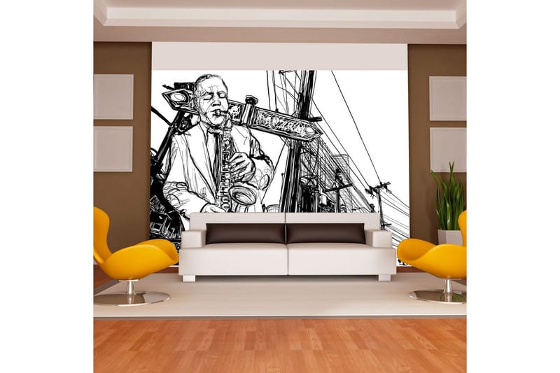 Valokuvatapetti Saxophone Recital On Broadway 400x309 - Artgeist sp. z o. o. - Sisustustuotteet - Seinäkoristeet - Tapetit - Valokuvatapetit