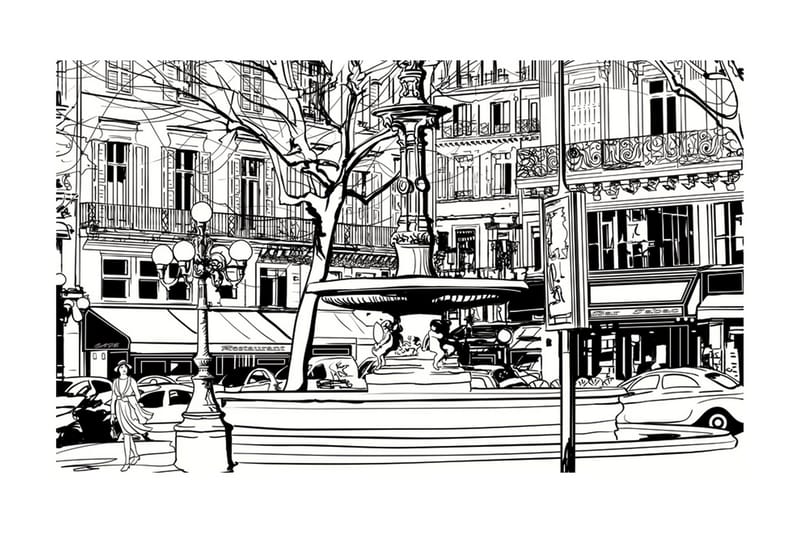 Valokuvatapetti Sketch Of Parisian Fountain 450x270, Artgeist sp. z o. o.