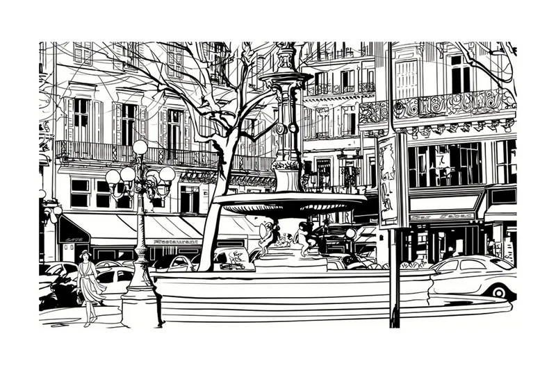 Valokuvatapetti Sketch Of Parisian Fountain 450x270, Artgeist sp. z o. o.