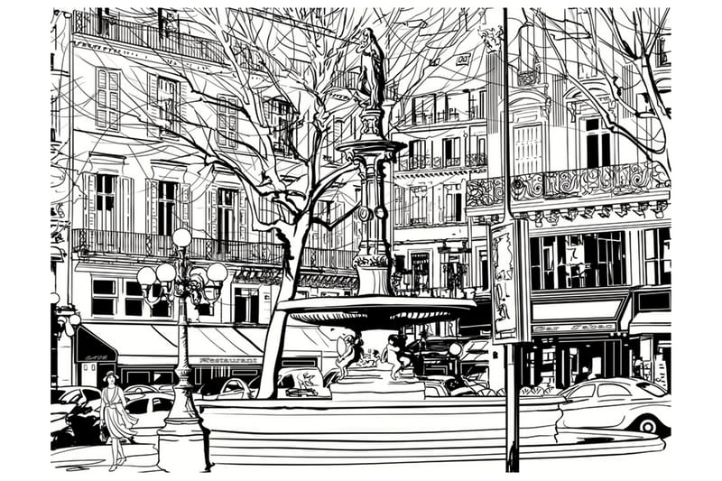 Valokuvatapetti Sketch Of Parisian Fountain 250x193 - Artgeist sp. z o. o. - Sisustustuotteet - Seinäkoristeet - Tapetit - Valokuvatapetit
