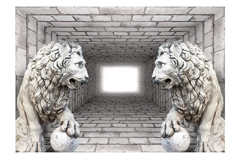 Valokuvatapetti Stone Lions 250x175 - Artgeist sp. z o. o. - Sisustustuotteet - Seinäkoristeet - Tapetit - Valokuvatapetit