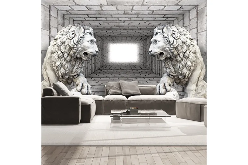Valokuvatapetti Stone Lions 300x210, Artgeist sp. z o. o.
