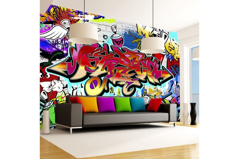 Valokuvatapetti Street Art Red Theme 200x140 - Artgeist sp. z o. o. - Sisustustuotteet - Seinäkoristeet - Tapetit - Valokuvatapetit