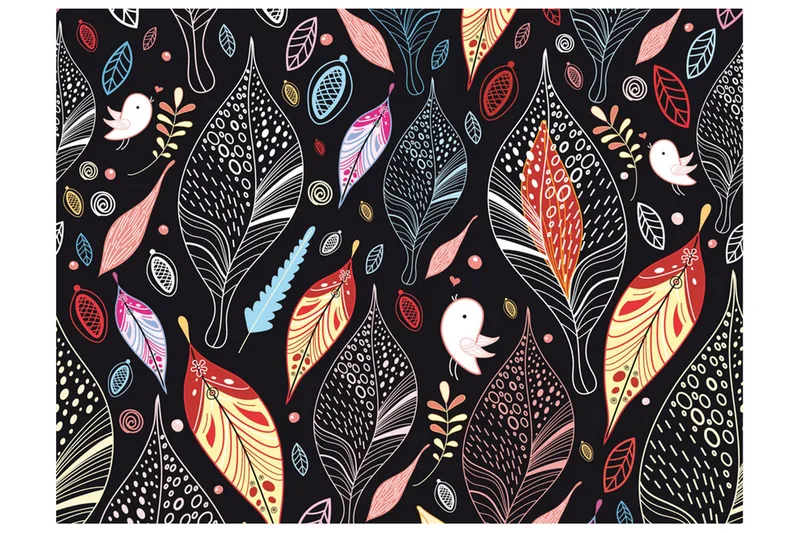 Valokuvatapetti Syyslehti mustalla taustalla 300x231, Artgeist sp. z o. o.